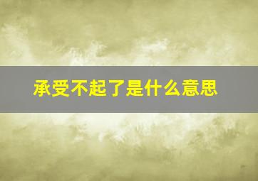 承受不起了是什么意思