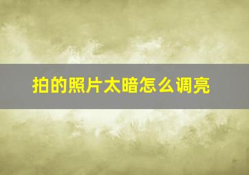 拍的照片太暗怎么调亮