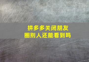 拼多多关闭朋友圈别人还能看到吗