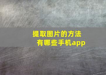 提取图片的方法有哪些手机app