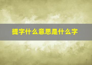 提字什么意思是什么字