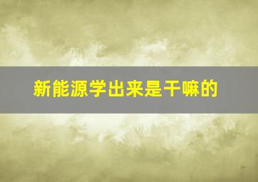 新能源学出来是干嘛的