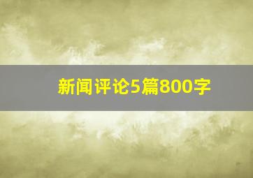 新闻评论5篇800字