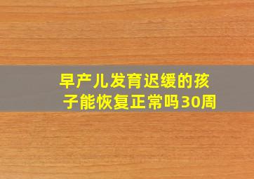 早产儿发育迟缓的孩子能恢复正常吗30周