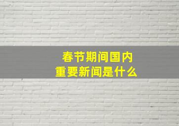 春节期间国内重要新闻是什么