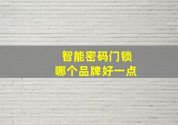 智能密码门锁哪个品牌好一点