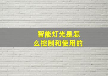 智能灯光是怎么控制和使用的