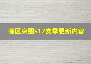 暗区突围s12赛季更新内容