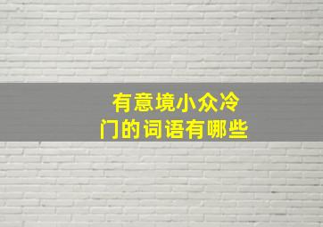 有意境小众冷门的词语有哪些