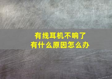 有线耳机不响了有什么原因怎么办