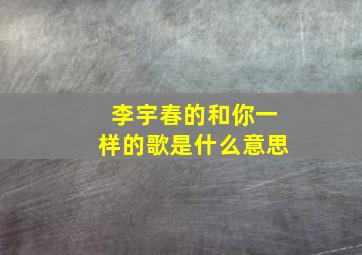 李宇春的和你一样的歌是什么意思