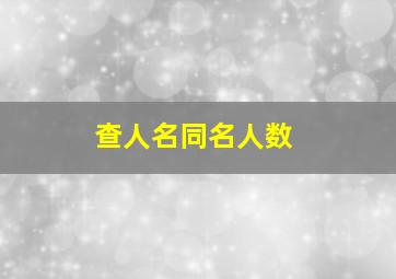 查人名同名人数