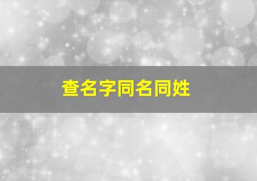 查名字同名同姓