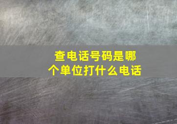 查电话号码是哪个单位打什么电话