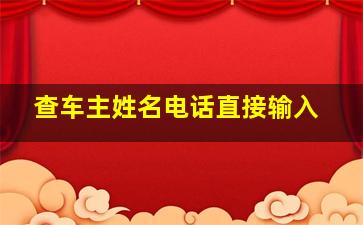 查车主姓名电话直接输入