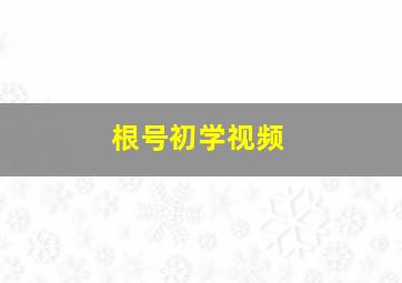 根号初学视频