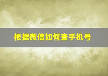 根据微信如何查手机号