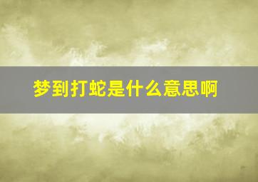 梦到打蛇是什么意思啊