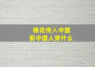 棉花传入中国前中国人穿什么