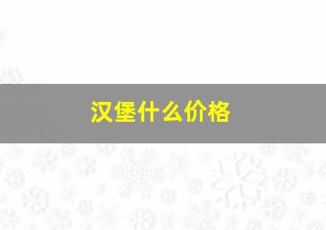 汉堡什么价格