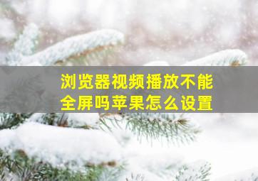 浏览器视频播放不能全屏吗苹果怎么设置