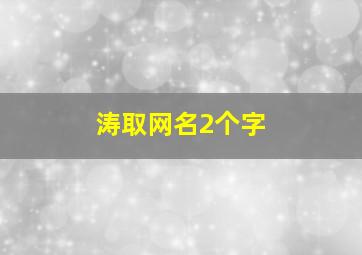 涛取网名2个字