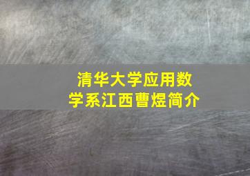 清华大学应用数学系江西曹煜简介