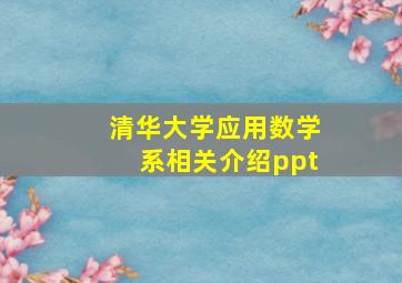 清华大学应用数学系相关介绍ppt