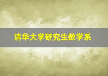 清华大学研究生数学系