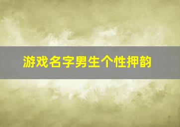 游戏名字男生个性押韵