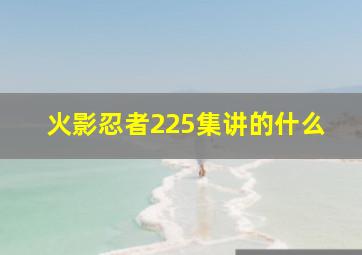 火影忍者225集讲的什么