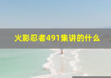 火影忍者491集讲的什么