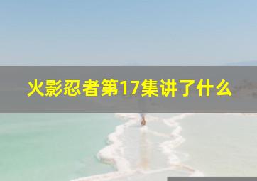 火影忍者第17集讲了什么