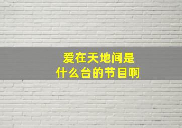 爱在天地间是什么台的节目啊