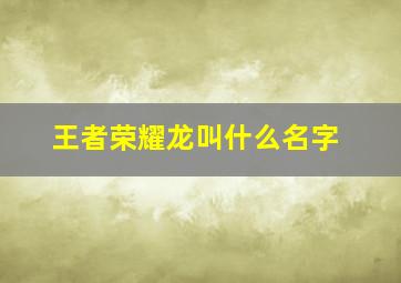 王者荣耀龙叫什么名字