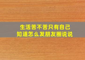 生活苦不苦只有自己知道怎么发朋友圈说说