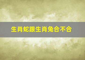 生肖蛇跟生肖兔合不合