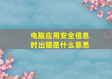 电脑应用安全信息时出错是什么意思