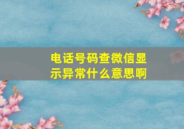 电话号码查微信显示异常什么意思啊