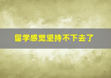 留学感觉坚持不下去了