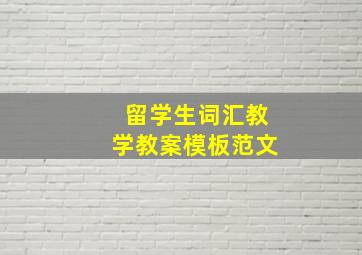 留学生词汇教学教案模板范文