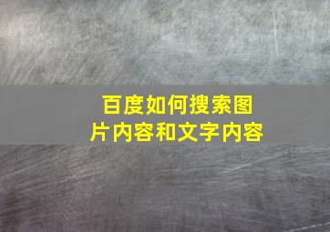 百度如何搜索图片内容和文字内容