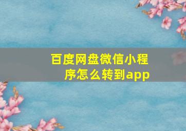 百度网盘微信小程序怎么转到app