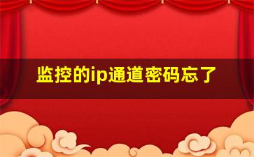 监控的ip通道密码忘了