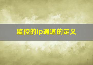 监控的ip通道的定义