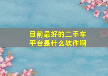 目前最好的二手车平台是什么软件啊