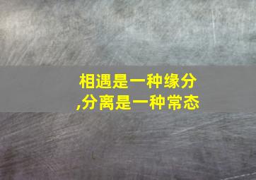 相遇是一种缘分,分离是一种常态