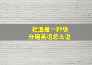 相遇是一种缘分用英语怎么说