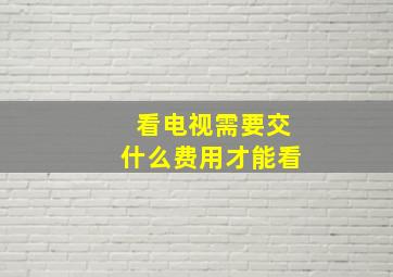 看电视需要交什么费用才能看