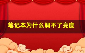 笔记本为什么调不了亮度